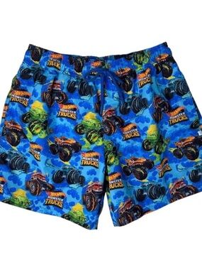 Men’s Posh Peanut Hot Wheels Monster Trucks Swim Trunks XL